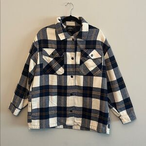 Plaid Button-Up Jacket Heavy-Duty Men’s Plaid Flannel Size M